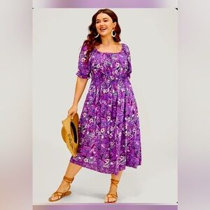 Bloomchic Square Neck Floral Midi Dress 2X (18-20). NWT